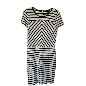 Banana Republic White & Black Striped Short Sleeve Dress Size 12